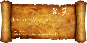 Uhrin Füzike névjegykártya